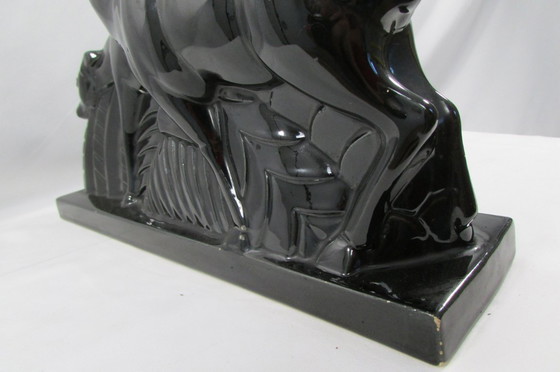 Image 1 of Pair of antelopes, LEMANCEAU, black ceramic