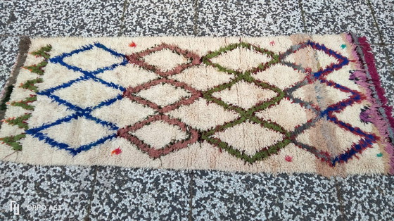 Image 1 of Hand-knotted Berber wool rug 175x70cm