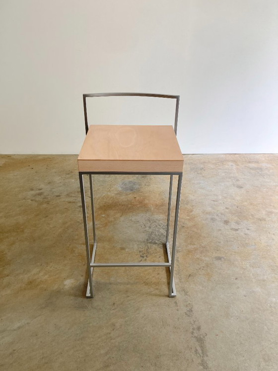 8x Lapalma Cubo Barstool by Enzo Berti – Wood, rvs (photo 11 of 15)