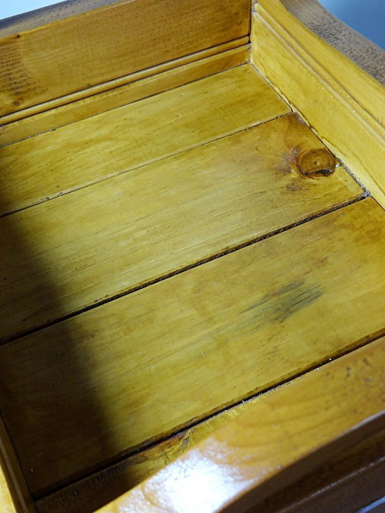 Image 1 of Solid wood tray with handles, handcrafted, rustic style, 1960s-70s