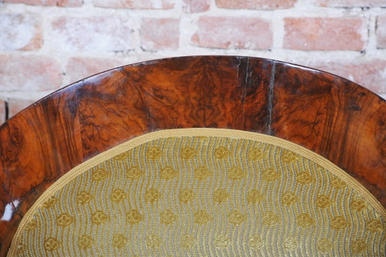 Conjunto de asientos estilo Imperio restaurado, nogal, con incrustaciones, de estilo polaco renovado, (photo 15 of 19)