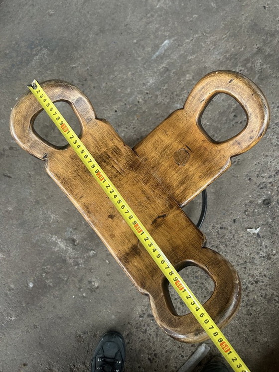 Image 1 of Vintage Spanish Brutalist wooden stool
