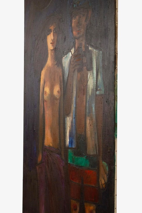 Image 1 of Theo van der Horst Painting ‘Man With Binoculars And Woman’ 1988
