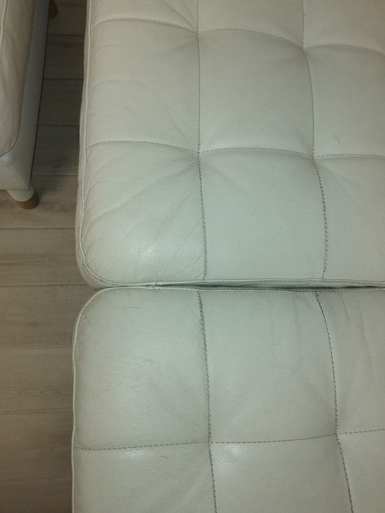 Image 1 of IKEA faux leather sofa and pouf