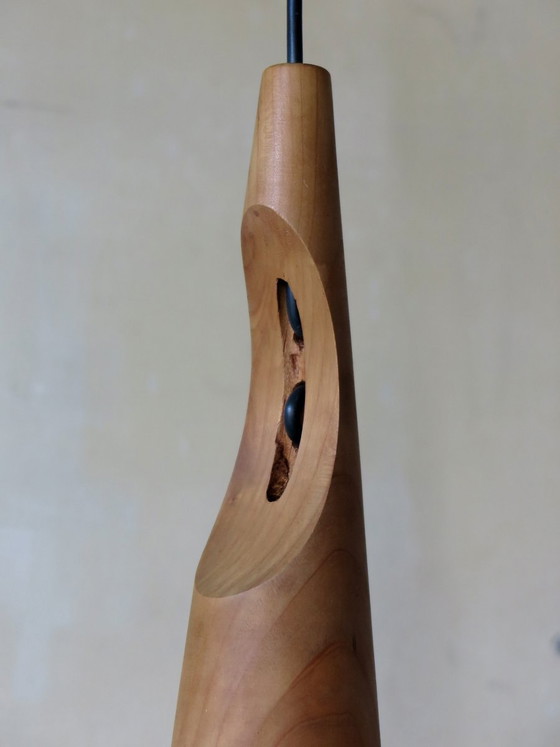 Mid-Century Glaslampe, Italien – Pendelleuchten, Holz, Mid Century Modern (photo 4 of 6)