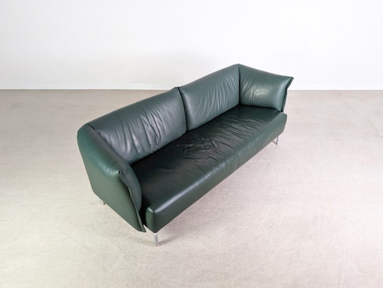 Image 1 of Original Rolf Benz Sofa Leder Design Couch dunkelgrün Zweisitzer