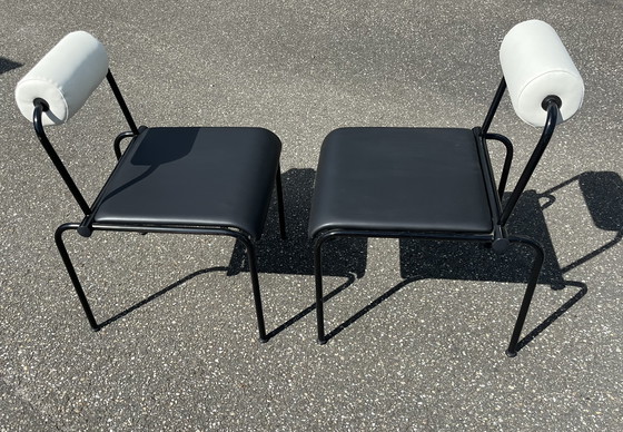 Image 1 of 2 sedie postmoderne Memphis, nere e bianche