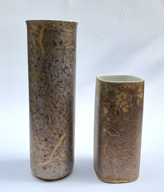 Image 1 of Rosenthal, Dressler 'Goldfeuer' jarrones, caja con tapa, candelabros, cuencos