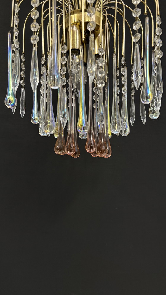 Image 1 of Lampada a goccia a cascata di Murano in stile Paolo Venini