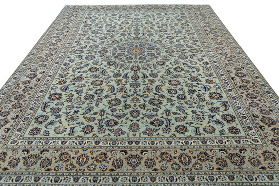 Image 1 of Kashan Kork - Verde pistacchio 412 x 298 cm - Tappeto orientale annodato a mano