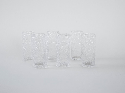 Juego de seis vasos, diseño italiano, década de 1970, fabricados en Italia.