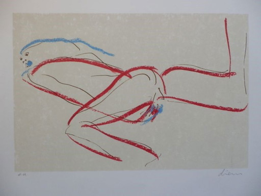 Peter Diem - Nu abstrait. Sérigraphie signée à la main.