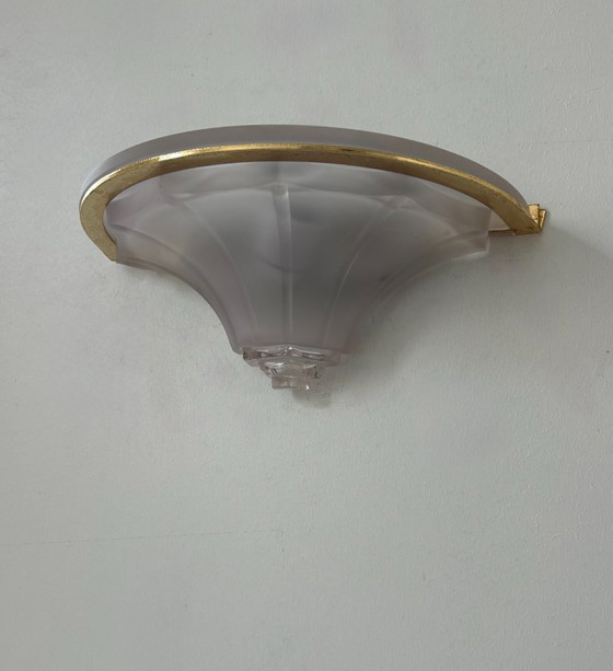 Image 1 of Coppia di applique in vetro e ottone, Francia, 1960