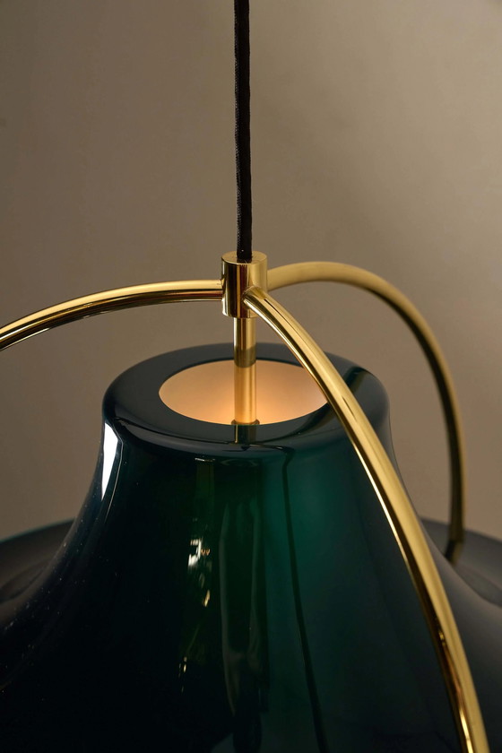'Single' Acrylic and Brass Pendant by Jo Hammerborg for Fog & Mørup, Denmark, 1960s, Ceiling lights, White (photo 5 of 8)