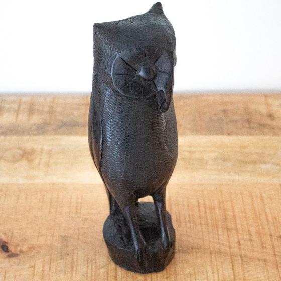 Alta statuetta vintage di gufo in legno duro intagliata a mano, arte Makonde – Oggetti decorativi, Wood (photo 6 of 9)