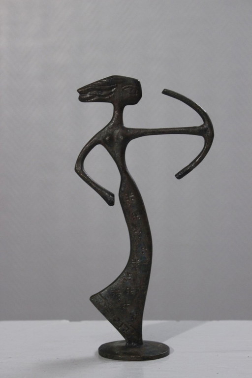 Sculpture CH Sklavenitis & D. Konidaris « Artémis » en bronze patiné Grèce années 1960