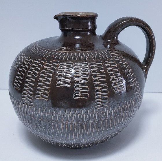 Image 1 of Brocca in gres smaltato e scarificato d&#39;epoca