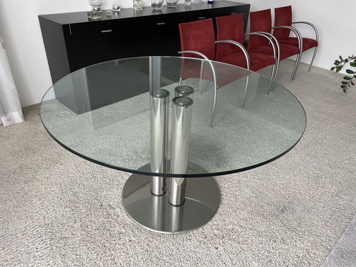 Design eettafel Zanuso voor Zanotta incl 4 design stoelen