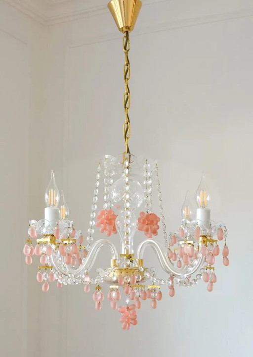 Lustre Václav Hanus en cristal de Bohème en forme de grappe, Tchécoslovaquie, années 1970