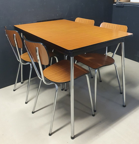 Image 1 of 1970 Vintage Formica Table With Chairs Dining Room Set