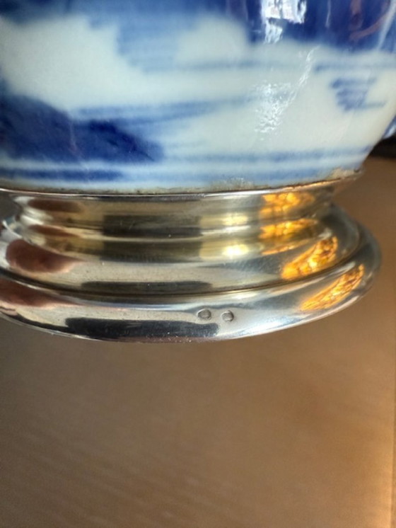 Image 1 of Mosterdpot Sterling Zilver .916 Leitão & Irmão (Koninklijke Juwelier) & China Porselein
