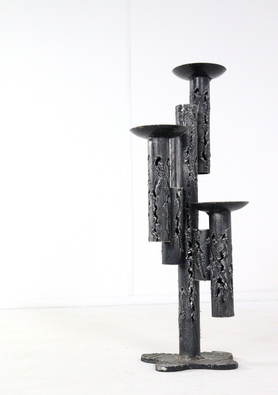 Image 1 of Large Brutalist Floor Candlestick