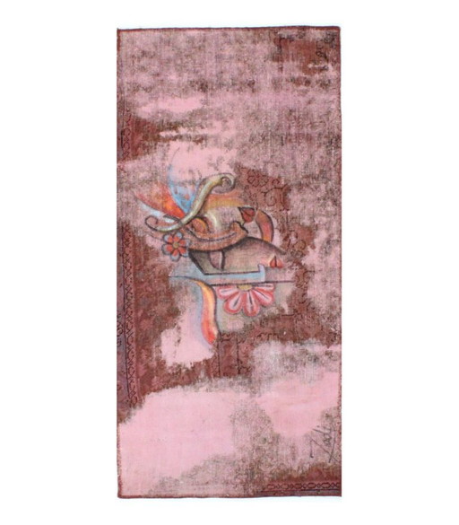 Orientalische Handgeknüpfter Vintage Art Klassik & Relief Design 142 x 68 cm Rosa Farbe