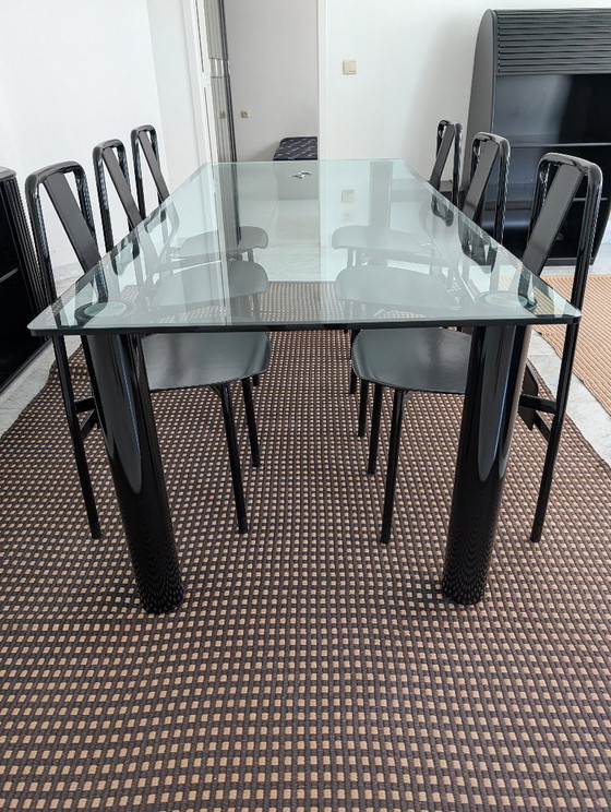 Zanotta Marcuso + Irma - Marco Zanuso - Eettafel - Glass,- Achille Castiglioni - Stoel – Metal (photo 5 of 6)