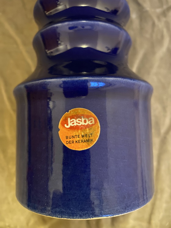 Image 1 of vintage Jasba Keramik Kerzenhalter XL Kerzenständer Blau Mid Century Modern, Allemagne de l’Ouest