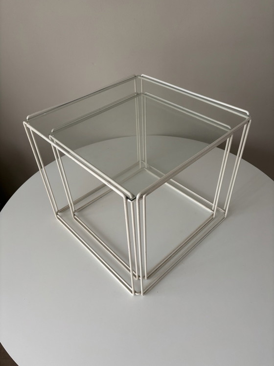 Max Sauze “ Isocele “ tavolini cubo vintage – Vetro, Metallo (photo 6 of 6)