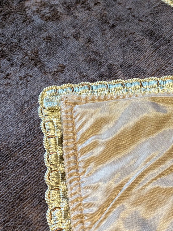 Image 1 of Runner da tavolo vintage di Bayer Textilfaser – dralon® – Marrone con finiture dorate – 107 × 36 cm