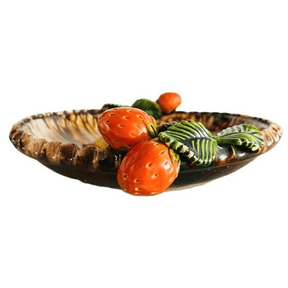 Vintage St. Peter Graz keramische fruitschaal Majolica keramiek aardbeien 1950's – Schalen, Ceramic (photo 3 of 9)