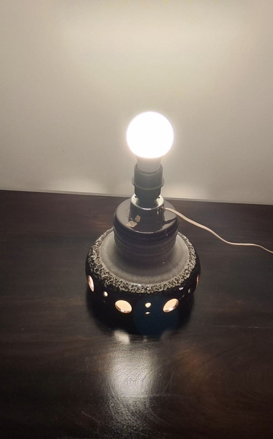 Image 1 of Herda Fat lava keramische tafellamp met originele kap 
