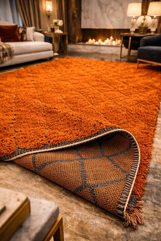 Image 1 of “Fire of the Atlas Mountains” - 367 x 382cm - Exclusief Handgeweven Berber Tapijt uit Marokko