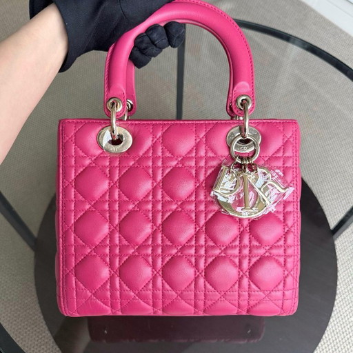DIOR LADY MEDIUM - CANNAGE LAMSLEER FELROZE GOUDEN BESLAG