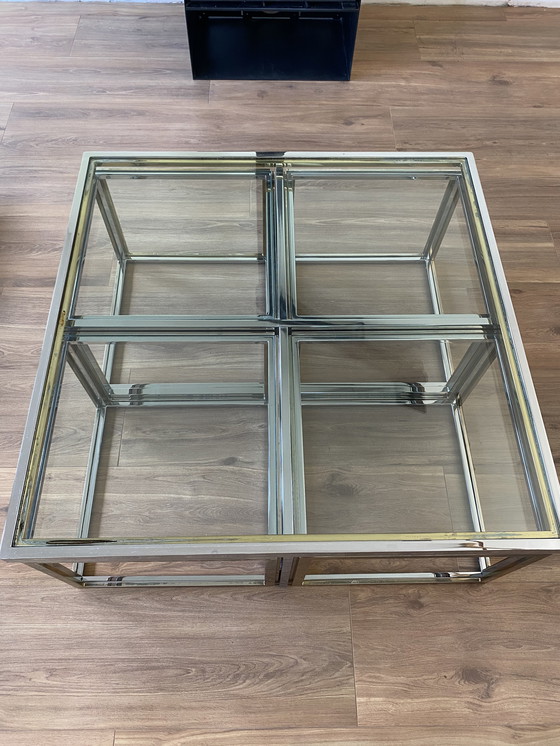 Image 1 of Tavolino con tavolini laterali Romeo Rega cromato