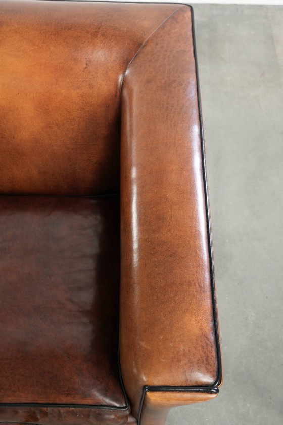 Image 1 of 2 poltrone/poltrone lounge in elegante pelle di pecora dal design Art Déco con profili neri