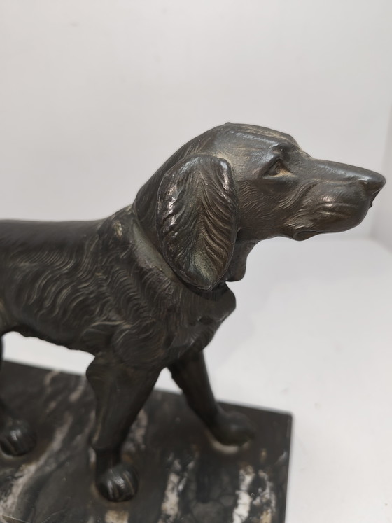 Art Deco style sculpture hunting dog – Marble, Metal (photo 2 of 12)