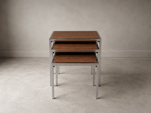 WOW ! Mimiset Pastoe Vintage Original (3 pièces) – Années 1960 / 1970 – bijzettafels, Metal, Wood