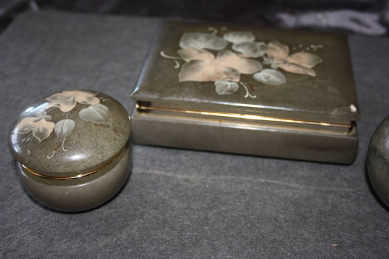Image 1 of Vintage 1950s jewelry box set - genuine alabaster