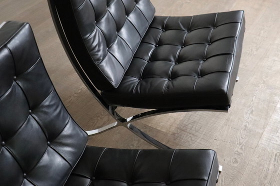 Image 1 of Pair of Barcelona Chairs by Ludwig Mies van der Rohe for Knoll, 1960s
