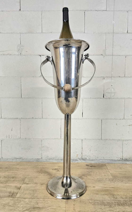 Image 1 of Art Deco Standing Silver-Colored Wine Cooler / Champagne Cooler (Nickel-Plated) / Champagne Holder