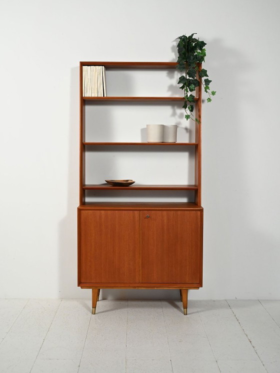 Image 1 of Scandinavische teakhouten boekenkast met kastje, jaren 1950-1960