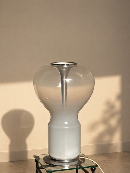 Mid-Century Murano Glas Tischlampe im Stil von Angelo Mangiarotti, Italien 1960er Jahre