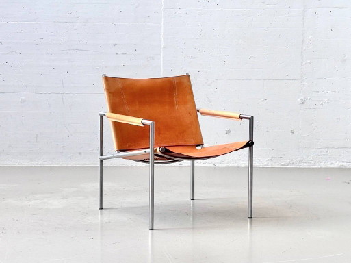 SZ02 fauteuil van Martin Visser voor 't Spectrum, Nederland, jaren 60 – Leather