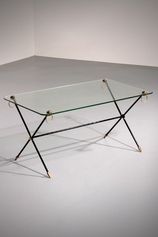 Jacques Adnet X-Base Coffee Table, 1960 Vintage Design