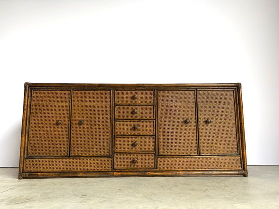 Vintage Rattan And Travertine Sideboard, 1960s – Dressoirs, Wood (photo 3 of 12)