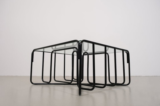 Image 1 of Vintage black tubular frame coffee table