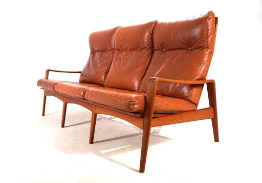 Komfort 3-seater leather sofa by Arne Wahl Iversen, 1960