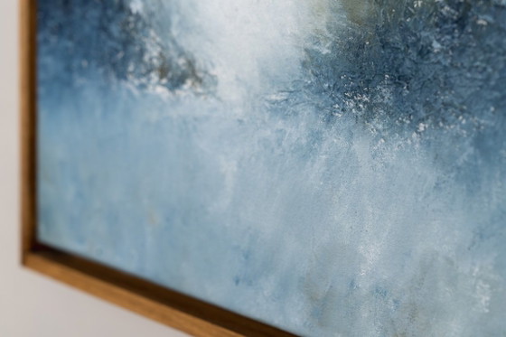 Original Framed Blue Abstract Landscape Painting, Textured Acrylic on Canvas - A Detour (photo 13 of 17)